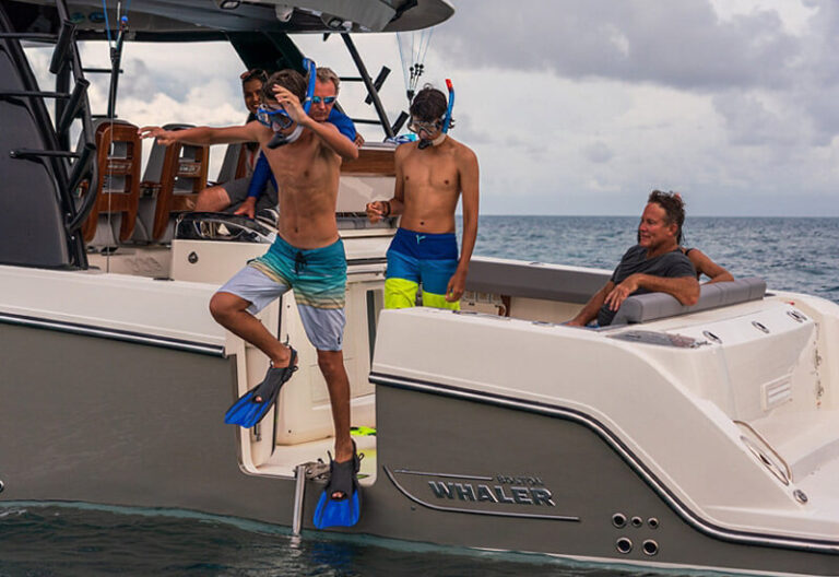 Boston Whaler is fun for family activities.